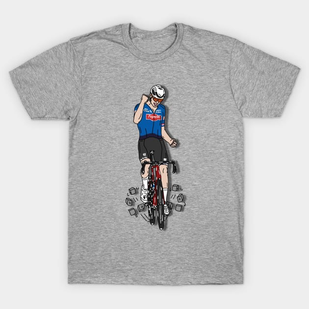 Mathieu van der Poel Champion Paris Roubaix T-Shirt by p3p3ncil